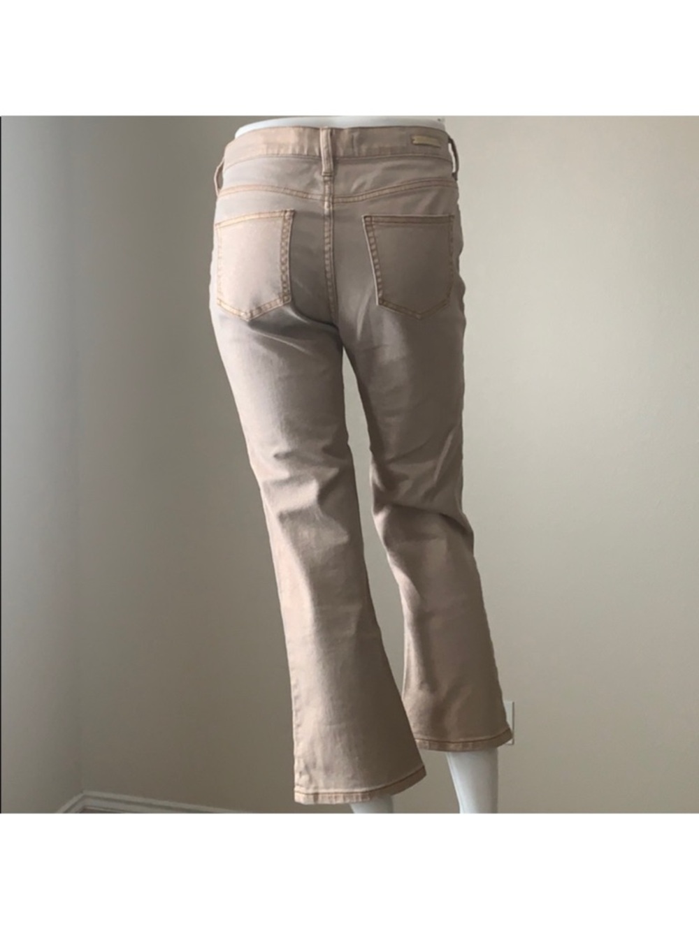 Anthropologie Pilcro Coated High-Rise Cropped Flare Gold Metallic Jeans Size 28 - Picture 7 of 12